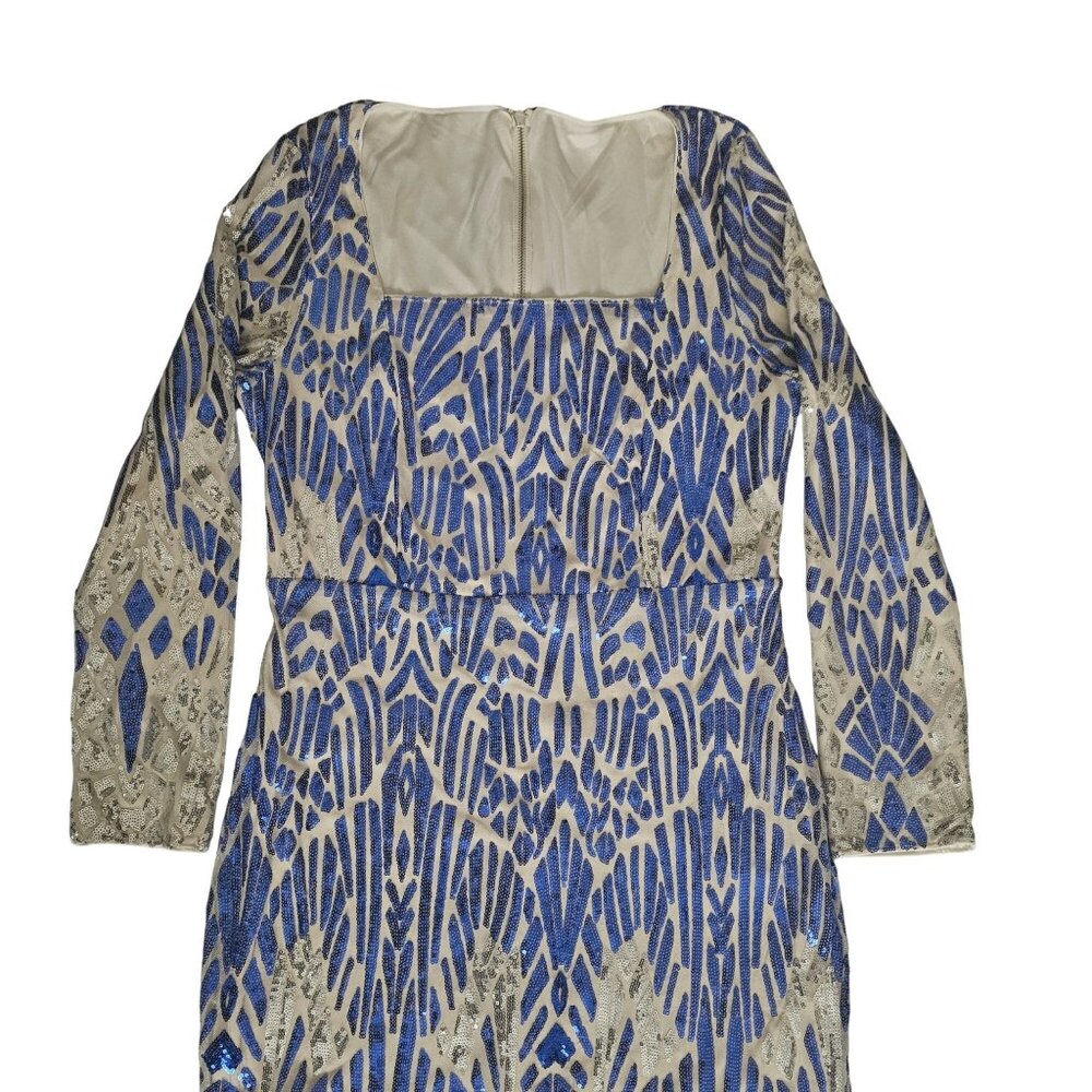 House Of Chic Curve + Plus Blue Sequined Long Sleeve Maxi Dress Size 2XL, NWT - Picture 4 of 16